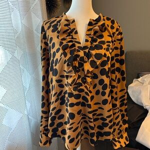 J. Crew Women's Ruffle Blouse - Black and Tan